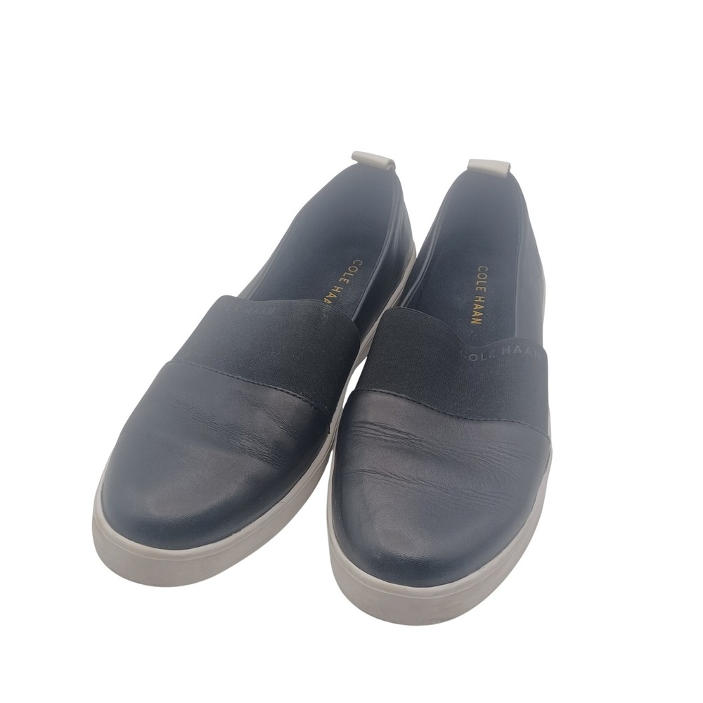 Cole Haan Slip On Sneakers Womens 9B Black Excellent Leather Grand.OS Flats